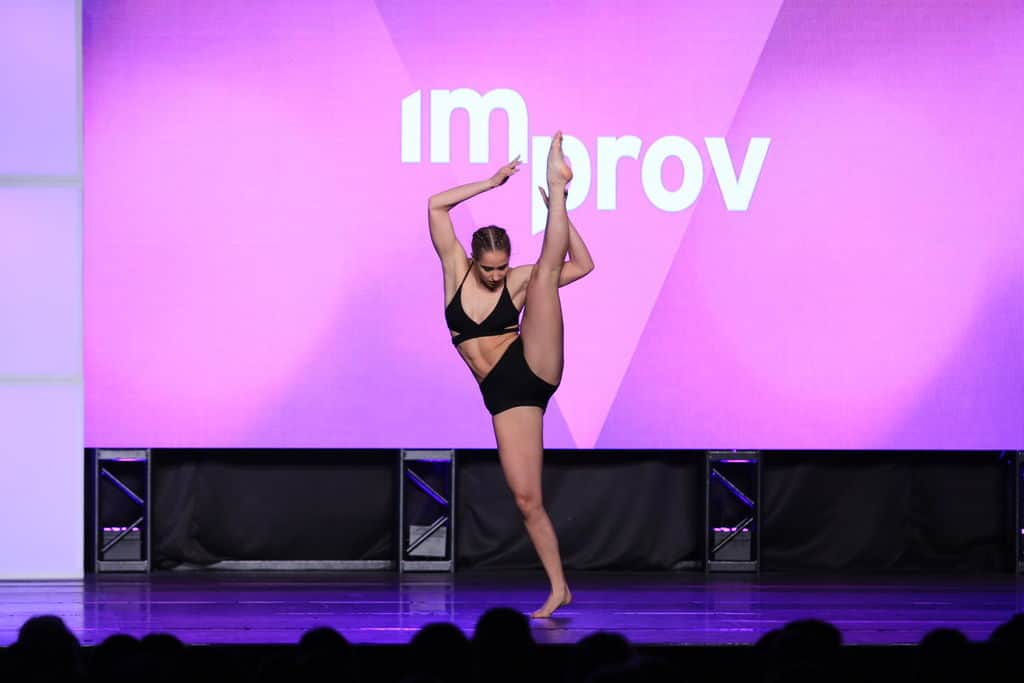 A dancer performing during an On The Floor Improv event