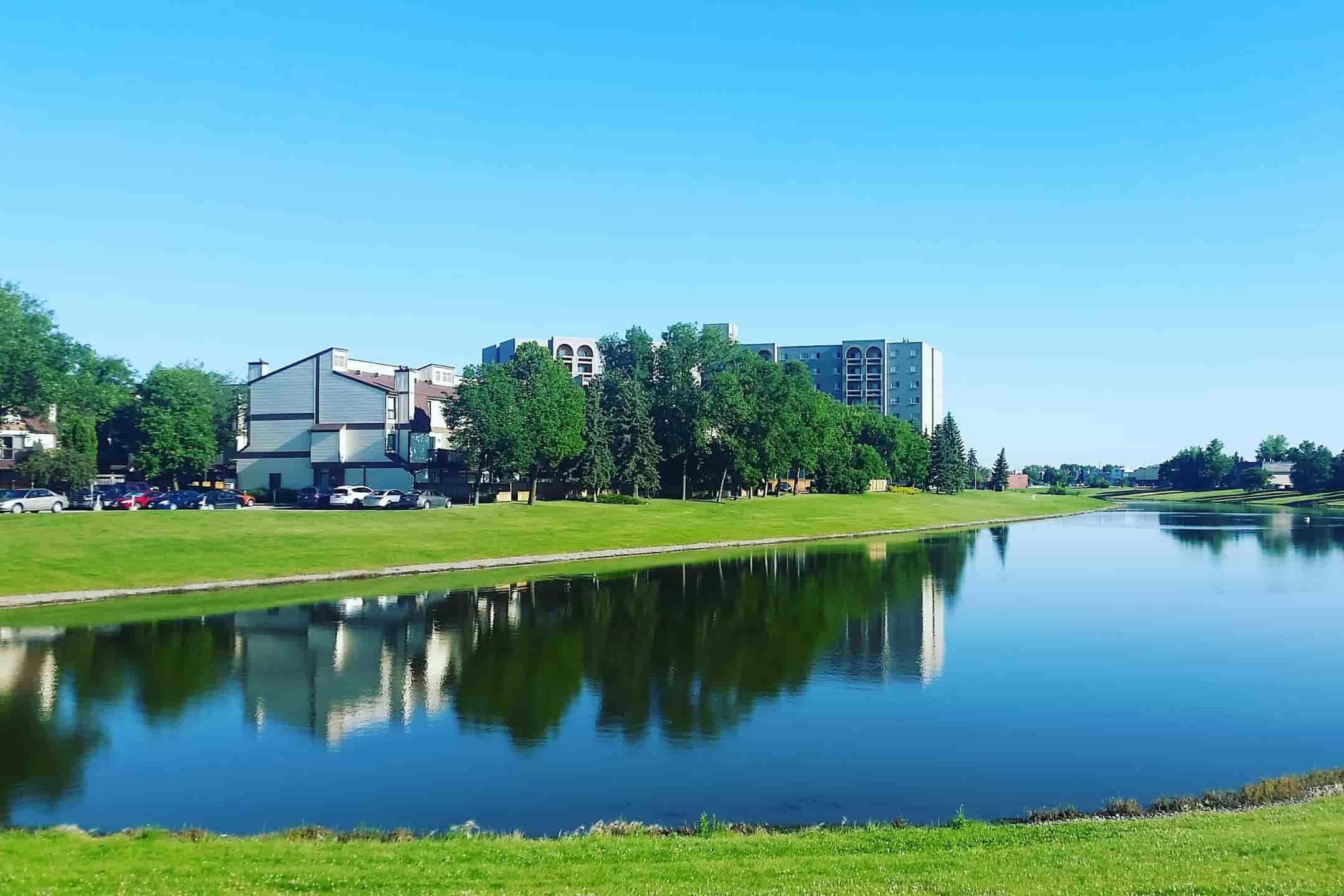 Buildings by a lake in Winnipeg